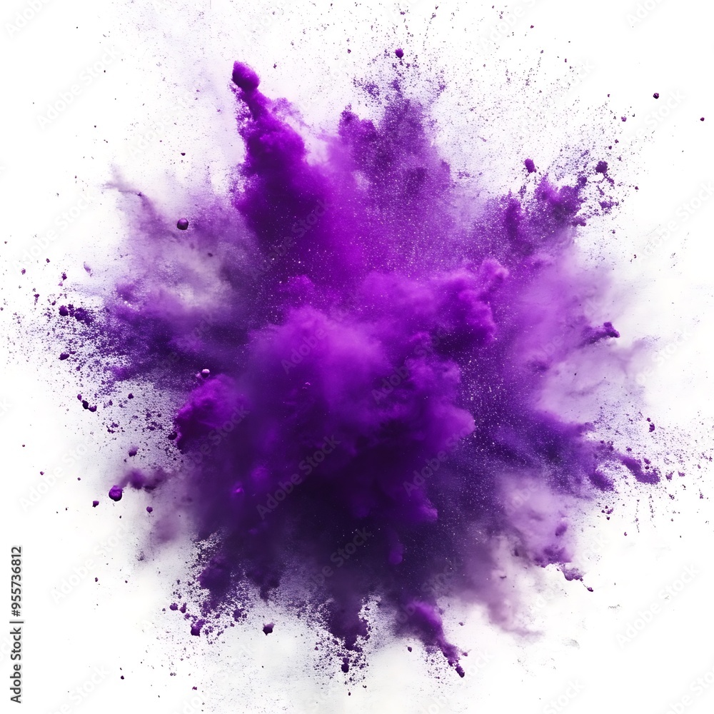 Purple powder explosion on white background Purple powder explosion on white background