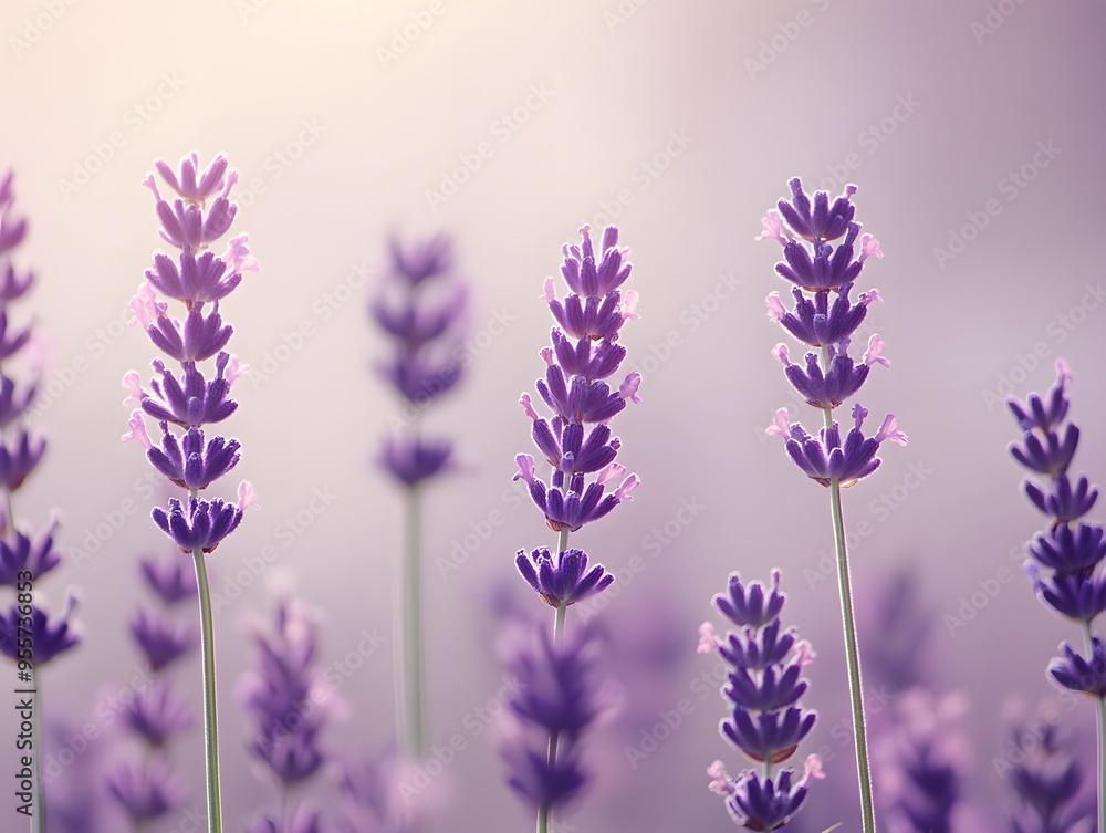 Naklejka premium Lavender Field in Soft Light
