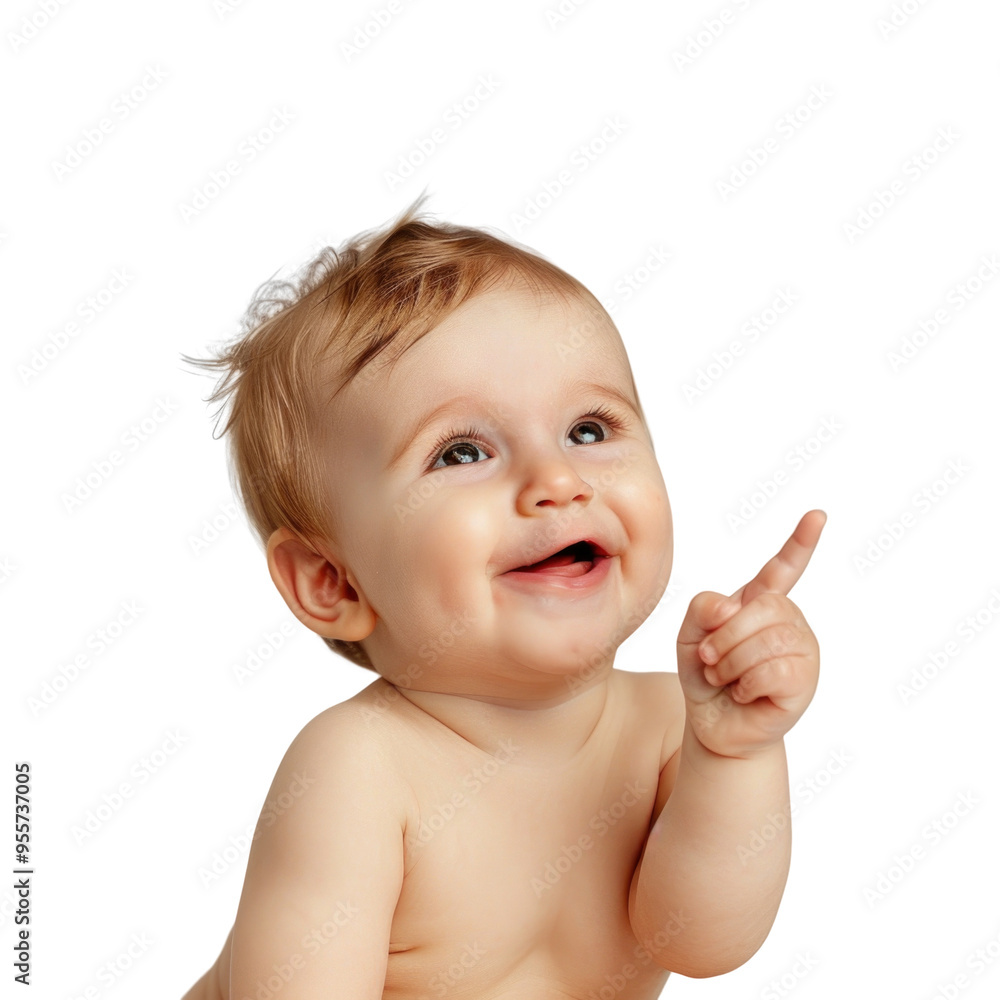 Lovey baby pointing to choose and press transparent background Lovey baby pointing to choose and press transparent background