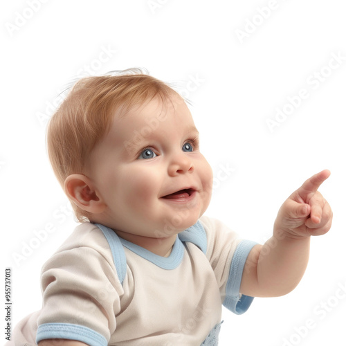 Lovey baby pointing to choose and press transparent background