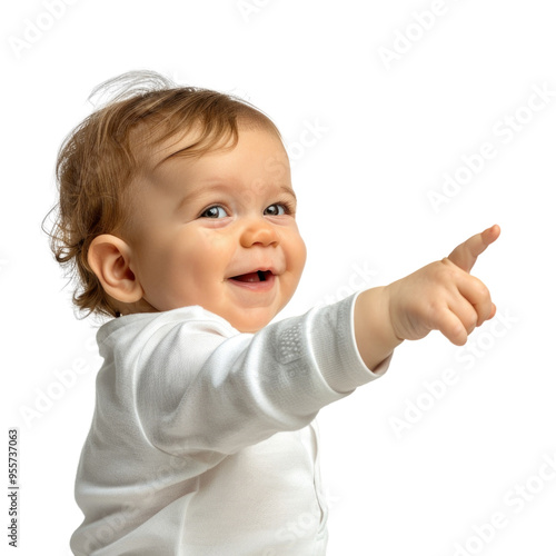 Lovey baby pointing to choose and press transparent background