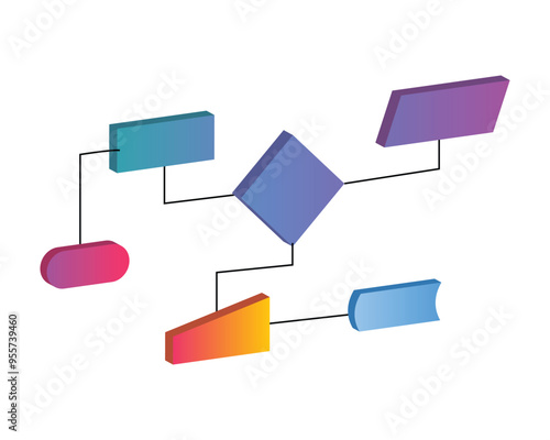 gradient isometric flowchart symbol process