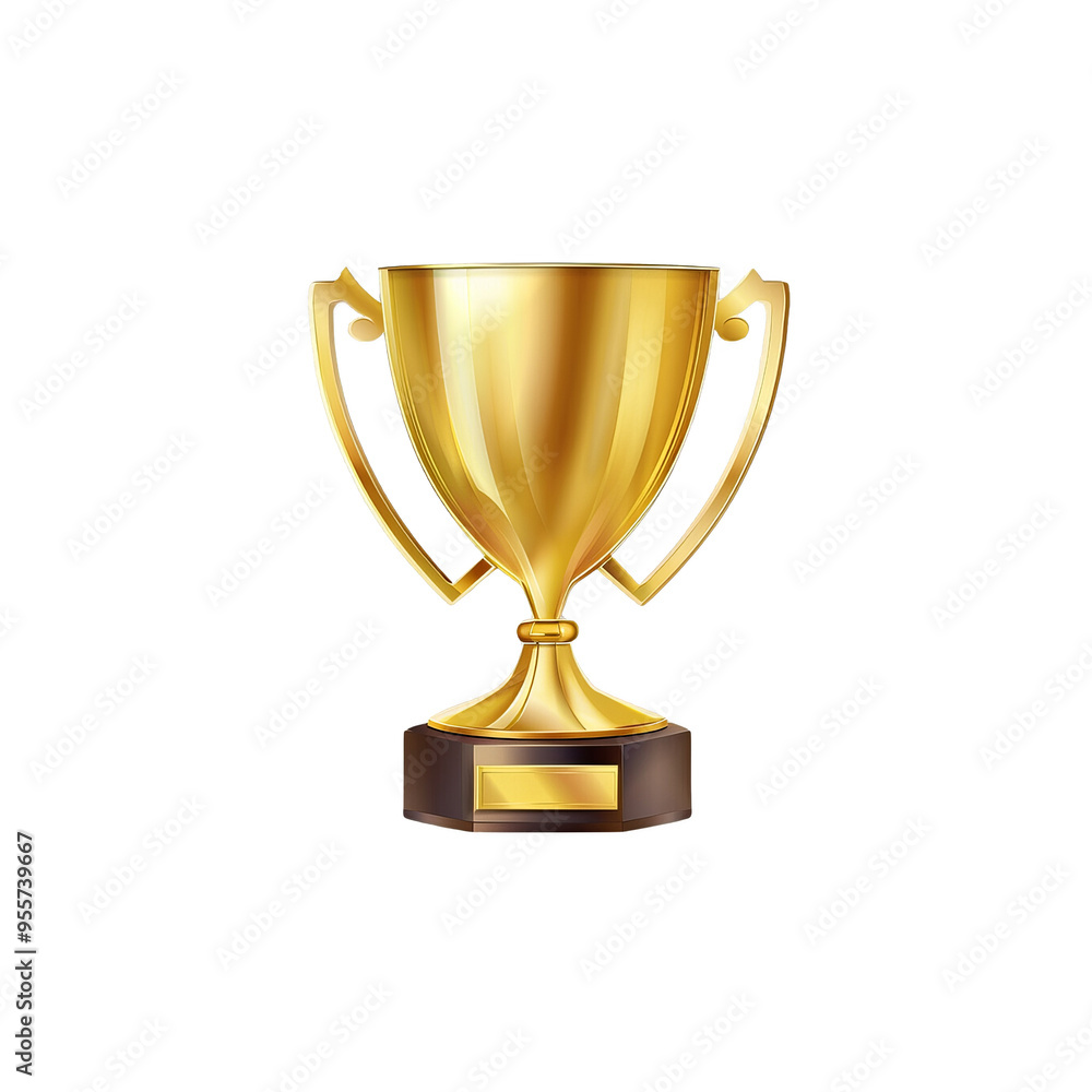 Golden Trophy Cup With Black Base And Empty Plate Golden Trophy Cup With Black Base And Empty Plate