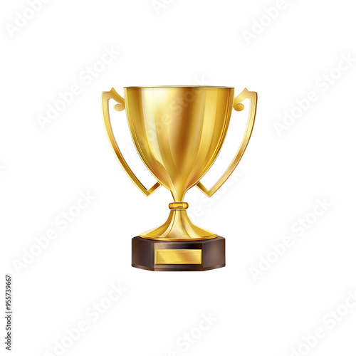 Golden Trophy Cup With Black Base And Empty Plate