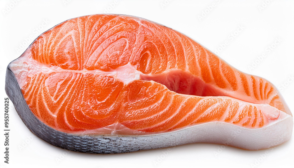 salmon, trout, steak, slice of fresh raw fish, isolated on white background, clipping path, full depth of field salmon, trout, steak, slice of fresh raw fish, isolated on white background, clipping path, full depth of field