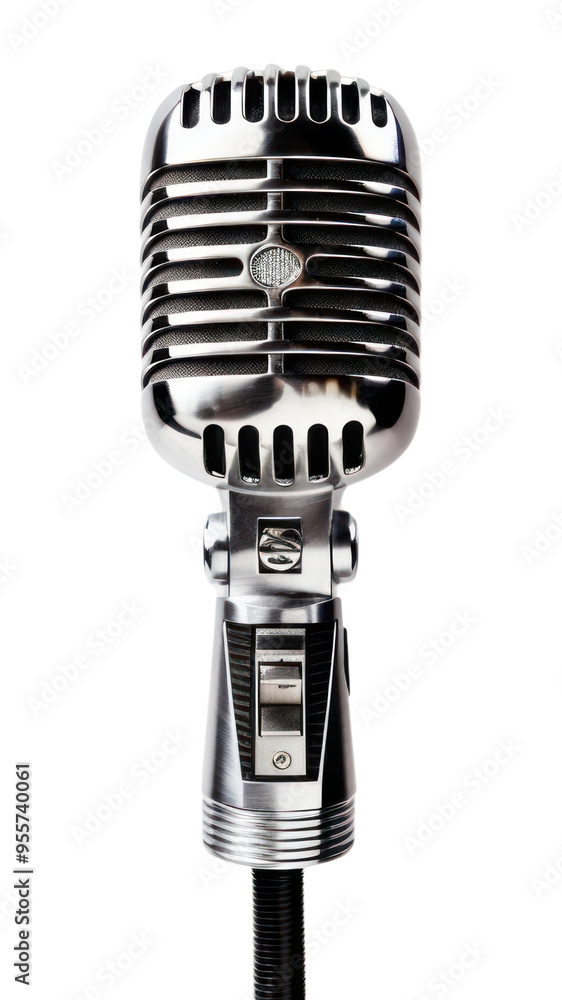 Fototapeta premium PNG Vintage silver microphone performance technology.