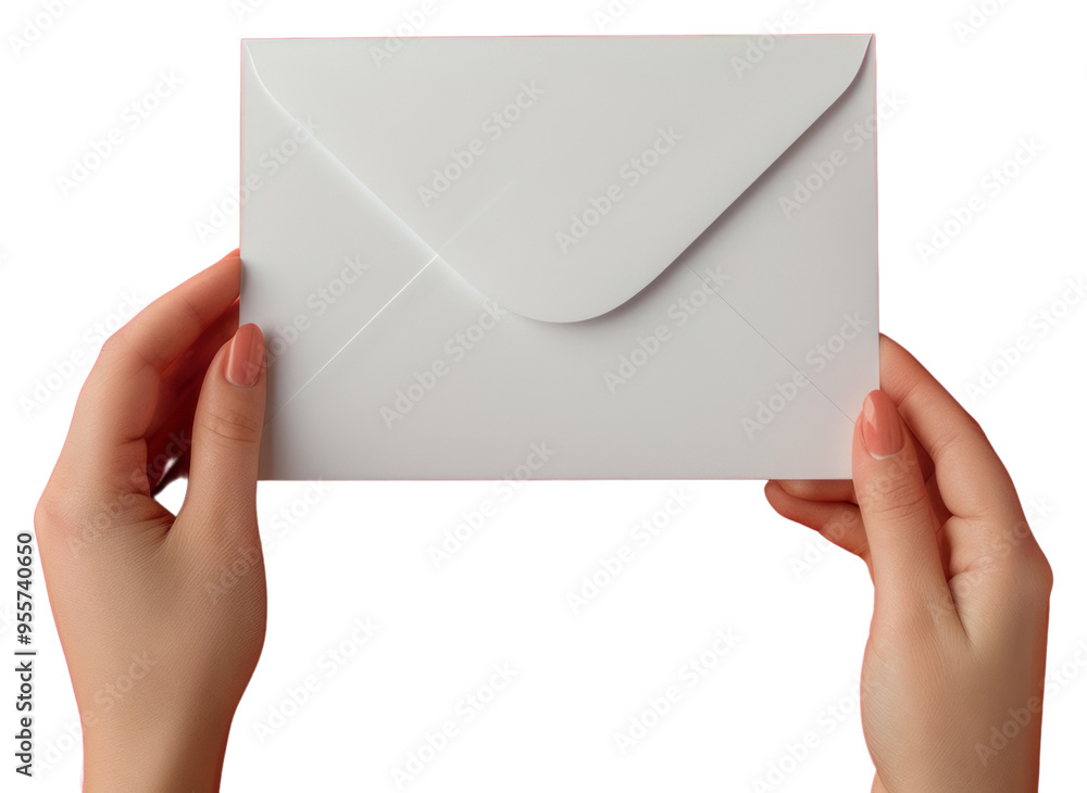 Fototapeta premium PNG Envelope mockup holding paper mail.