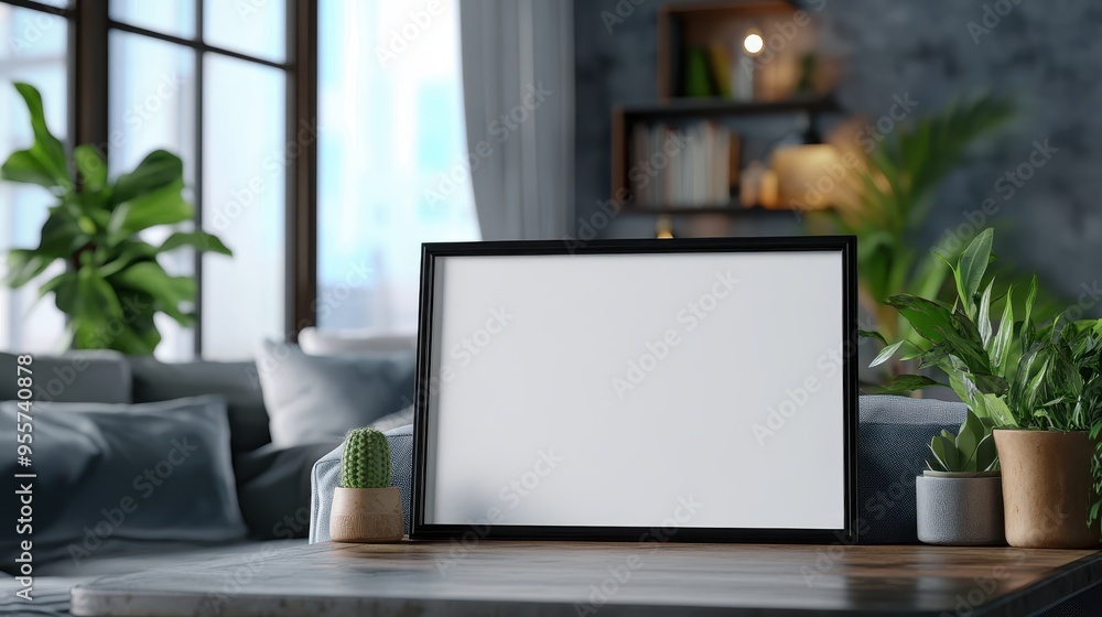 Empty banner frame for advertising or photo in the bedroom. Empty banner frame for advertising or photo in the bedroom.