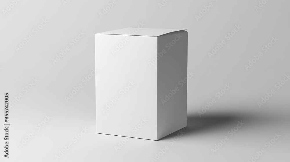 A White Cardboard Box Standing on a White Surface A White Cardboard Box Standing on a White Surface