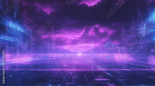 Classic Digital Synthwave galactic background