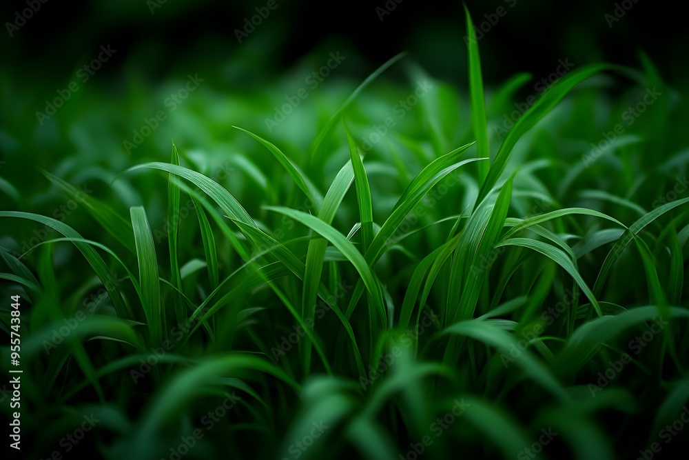 A Close-up View of Lush Green Grass Blades A Close-up View of Lush Green Grass Blades