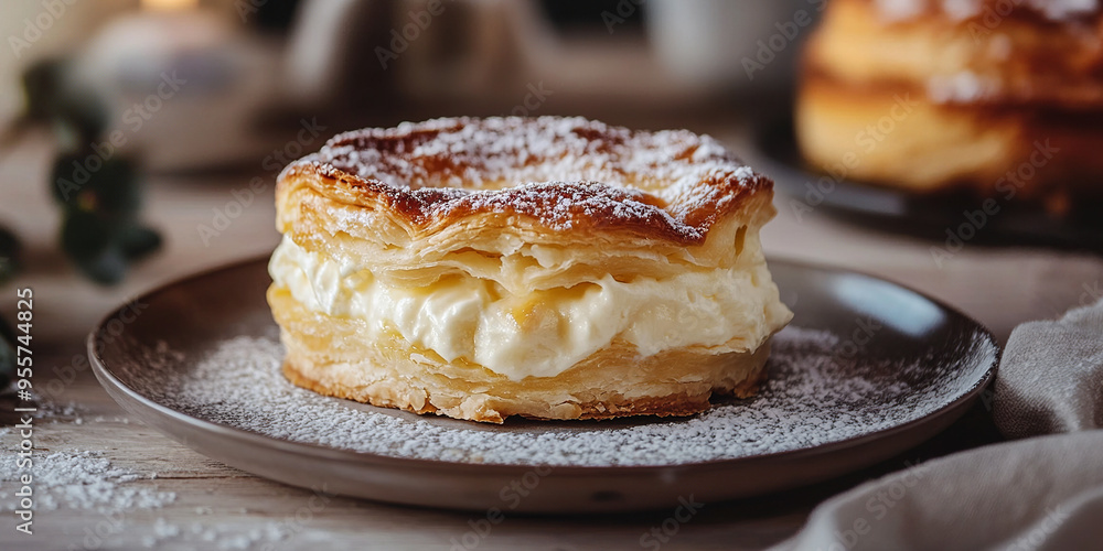 Pastry with Cream Filling on the table Pastry with Cream Filling on the table