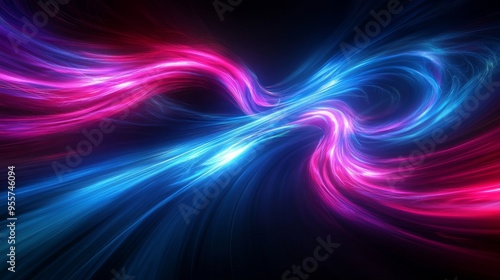 Abstract Swirling Blue and Pink Light Trails