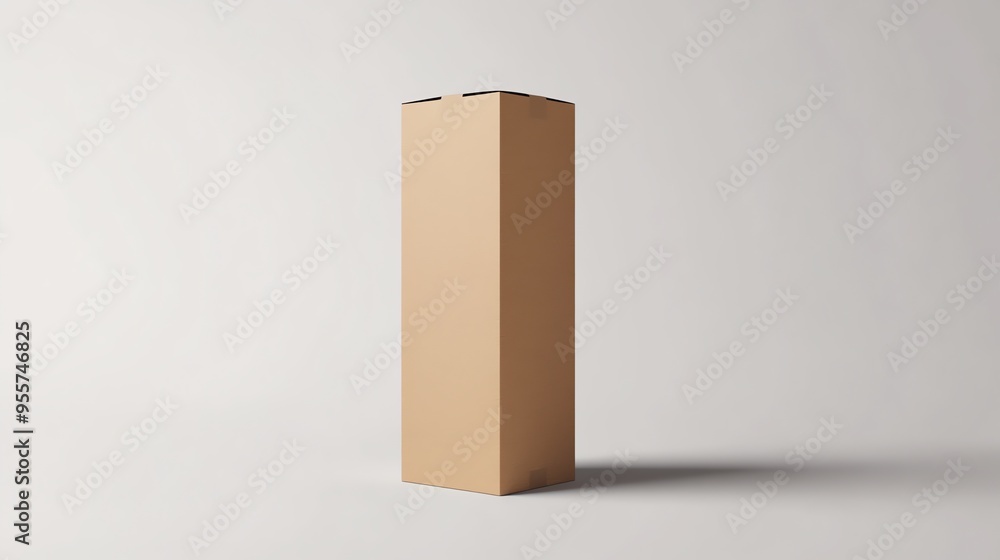 Tall, Unbranded Cardboard Box on a White Background Tall, Unbranded Cardboard Box on a White Background