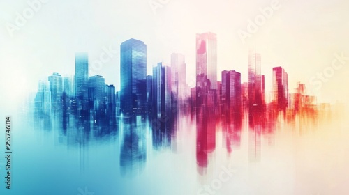 Abstract City Skyline Reflection