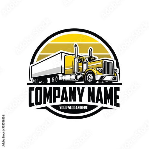 Premium Trucking Company Ready Made Logo Template. Semi Truck Logo Vector. Best for Trucking and Freight Related Industry