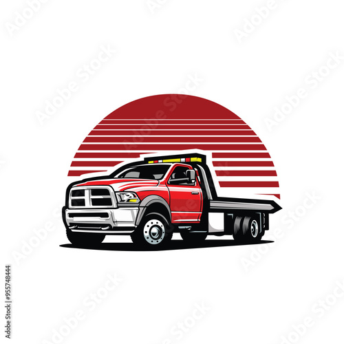 Premium Tow Truck Wrecker Vector Art Illustration Isolated. Best for Towing Company Tshirt and Print Design