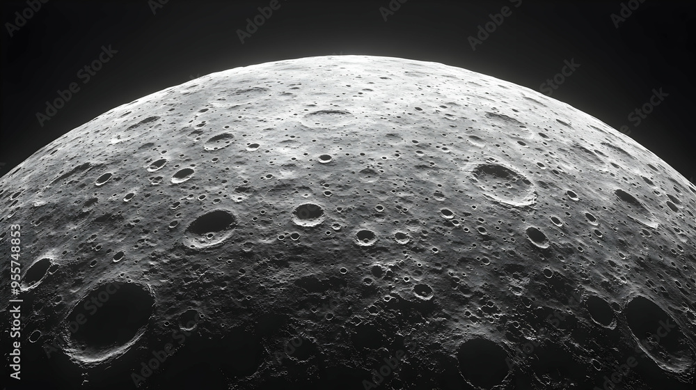 Close-up view of the moon's surface with craters and texture. Close-up view of the moon's surface with craters and texture.