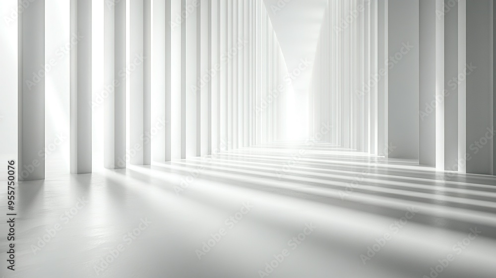 White Columns Converging Into a Bright Light at the End of a Hallway White Columns Converging Into a Bright Light at the End of a Hallway