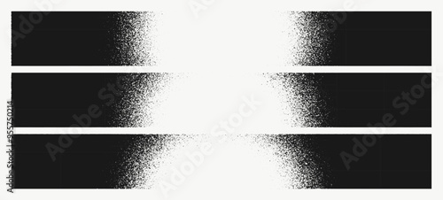 Spray paint grunge background. Black and white grainy vector texture frame set.