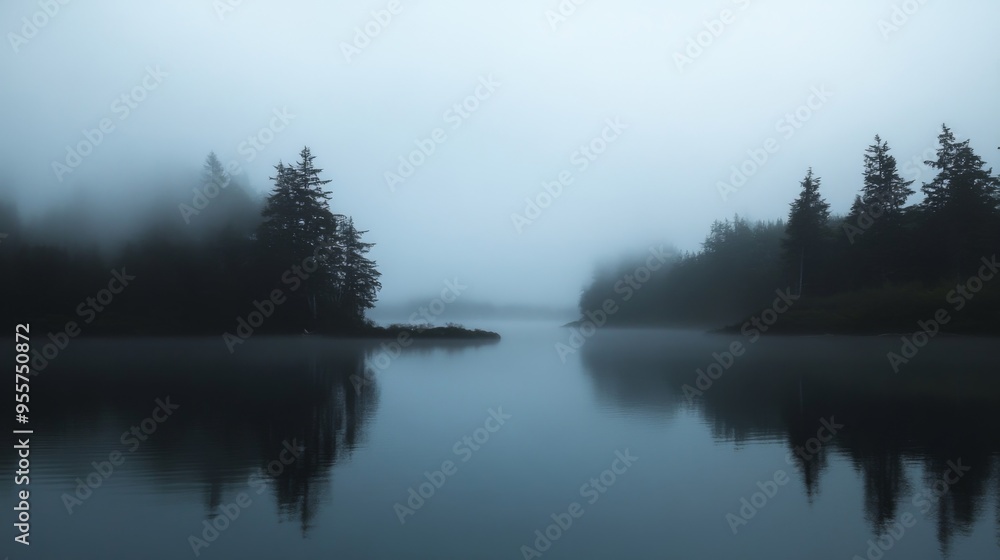 Fototapeta premium Misty Lake Reflection