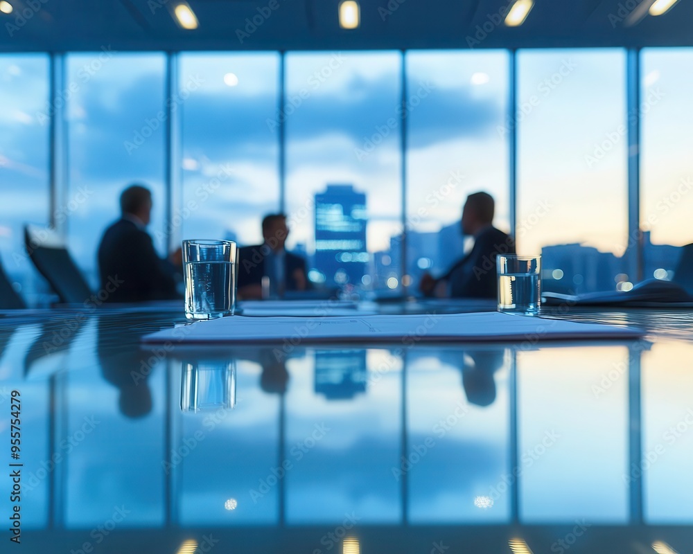 Business meeting in a modern office, with executives discussing strategies, corporate style, sharp focus, soft lighting Business meeting in a modern office, with executives discussing strategies, corporate style, sharp focus, soft lighting