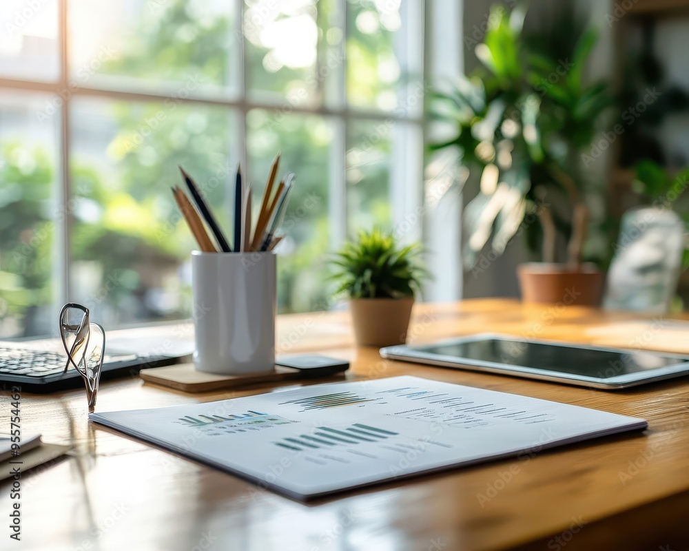 Business productivity tools on a desk, organized style, close-up, sharp focus, bright lighting Business productivity tools on a desk, organized style, close-up, sharp focus, bright lighting
