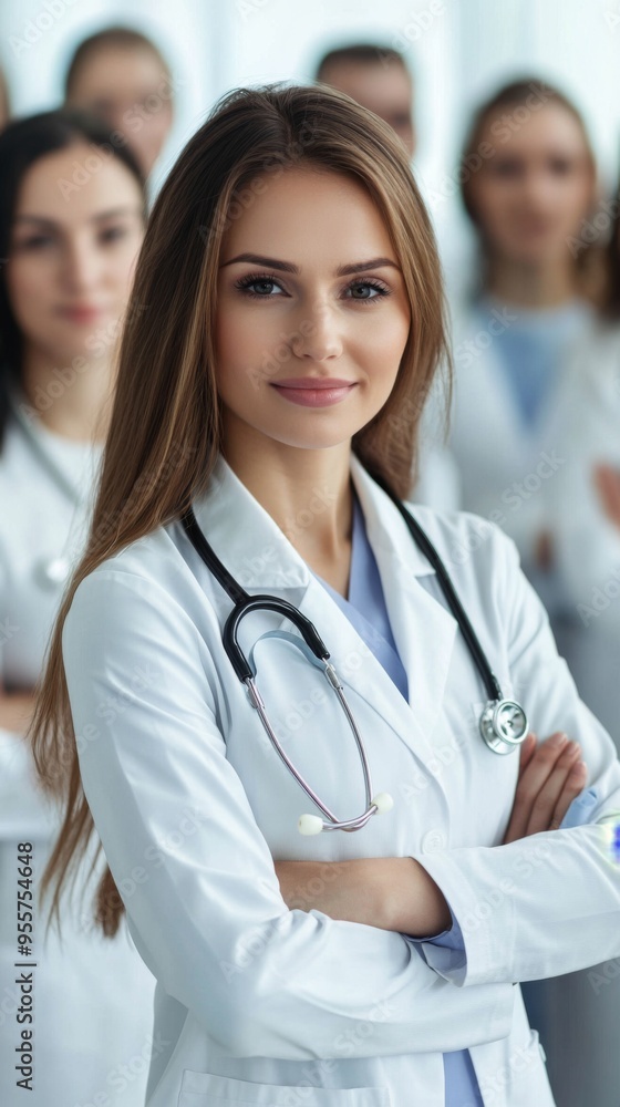 Confident Female Doctor in a Group Setting Confident Female Doctor in a Group Setting