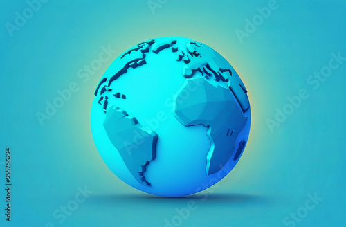 An Electric blue globe spins on a transparent material background