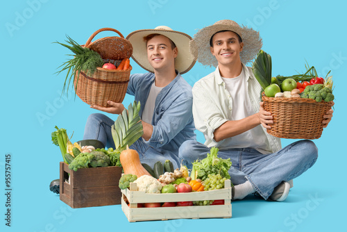 Male farmers with fresh veg...