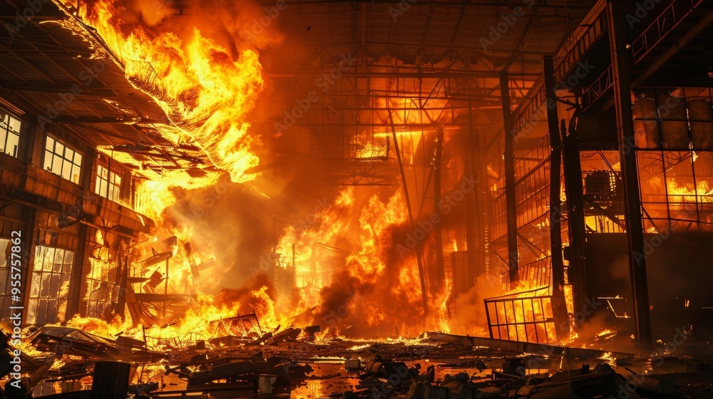 fire in a warehouse or building fire in a warehouse or building