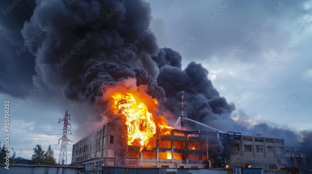 fire in a warehouse or building fire in a warehouse or building