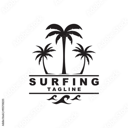 Wallpaper Mural Logo Surfing Beach Vector Illustration Template. Logo for label, summer holiday and community Torontodigital.ca