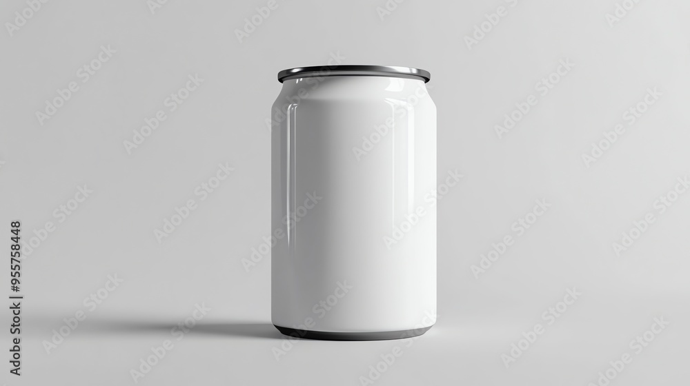 White Aluminum Can with Silver Top on Gray Background White Aluminum Can with Silver Top on Gray Background