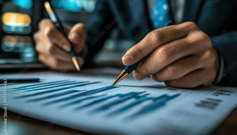 Investment portfolio being reviewed by a financial advisor, professional style, sharp focus, bright lighting, high detail Investment portfolio being reviewed by a financial advisor, professional style, sharp focus, bright lighting, high detail