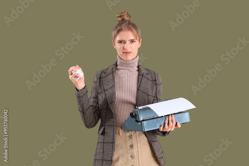 Angry female author with vi...