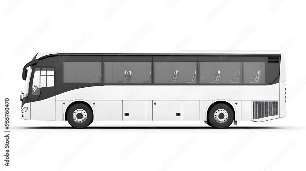 White luxury bus isolated on white background, detailed photo, png. White luxury bus isolated on white background, detailed photo, png.