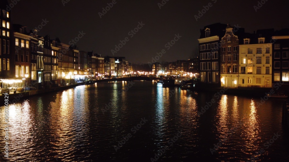 Nighttime Reflection Over Canal Nighttime Reflection Over Canal