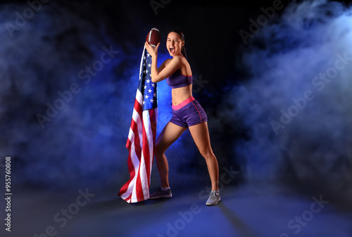 Sporty young woman with rug...
