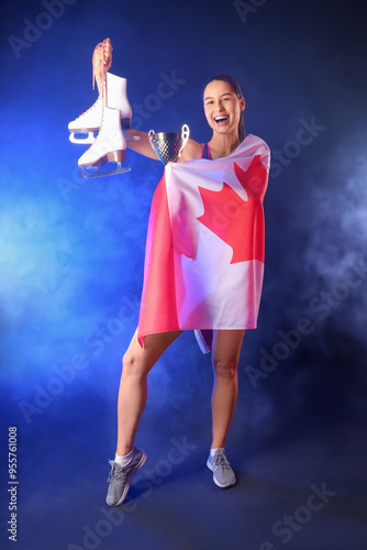 Female figure skater with g...