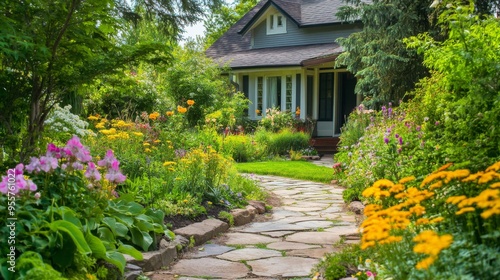 Wallpaper Mural Charming Garden Pathway with Vibrant Flowers Torontodigital.ca