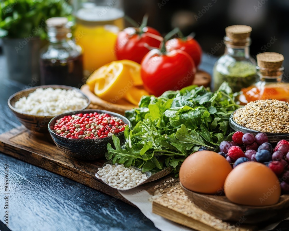 Nutrition consultation with healthy foods and a diet plan, fresh style, sharp focus, bright lighting, vibrant colors Nutrition consultation with healthy foods and a diet plan, fresh style, sharp focus, bright lighting, vibrant colors