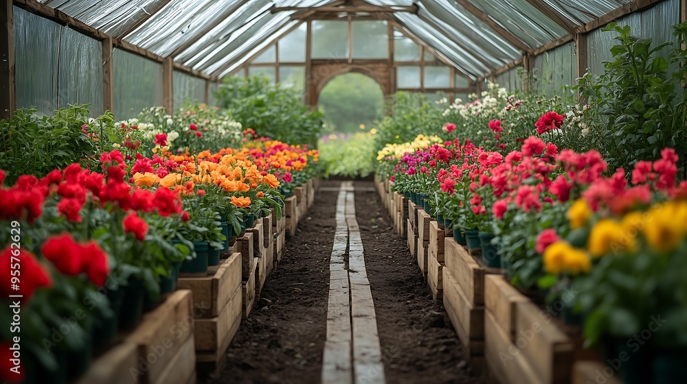 greenhouse with different flowers greenhouse with different flowers