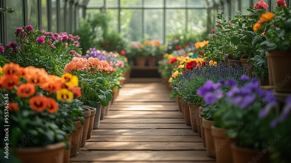 greenhouse with different flowers greenhouse with different flowers