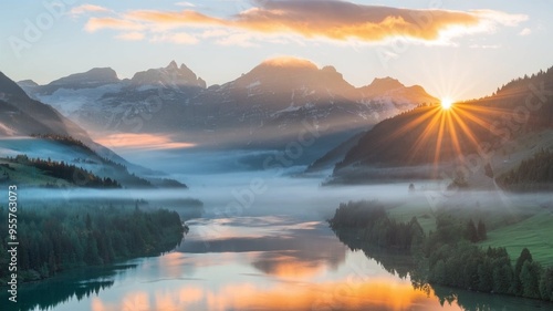 sunset over the lake
