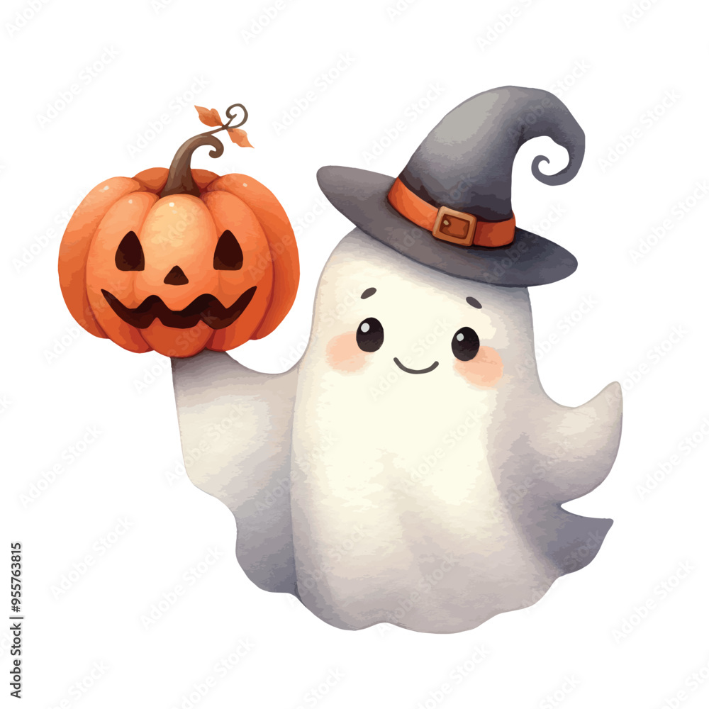 halloween ghost. watercolor illustration of cute ghost with pumpkin. halloween illustration. ghost with pumpkin halloween ghost. watercolor illustration of cute ghost with pumpkin. halloween illustration. ghost with pumpkin
