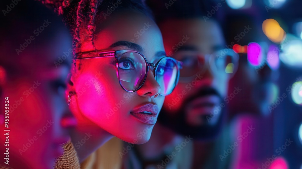 Tech industry workers collaborating on a project, professional style, sharp focus, bright lighting, vibrant colors Tech industry workers collaborating on a project, professional style, sharp focus, bright lighting, vibrant colors