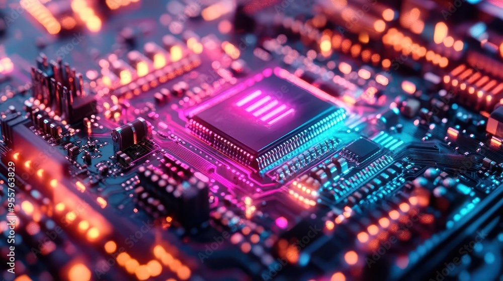 Tech innovation with new gadgets being showcased, futuristic style, sharp focus, bright lighting, vibrant colors Tech innovation with new gadgets being showcased, futuristic style, sharp focus, bright lighting, vibrant colors