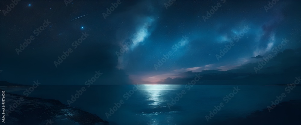 夜空と海の星空 夜空と海の星空