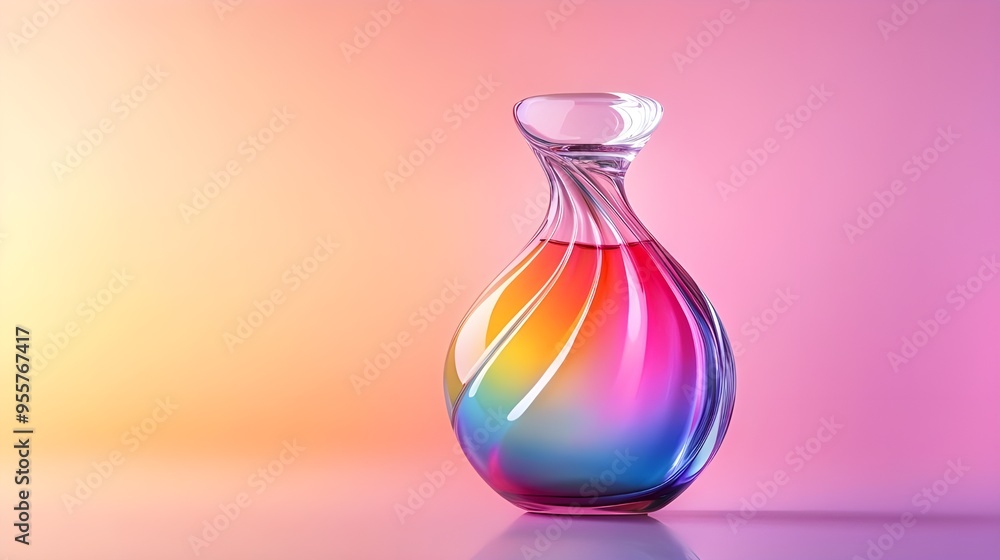A vibrant stock photo showcasing an artistic perfume bottle with a striking design, featuring a bold, colorful gradient that transitions smoothly from one hue to another. A vibrant stock photo showcasing an artistic perfume bottle with a striking design, featuring a bold, colorful gradient that transitions smoothly from one hue to another.